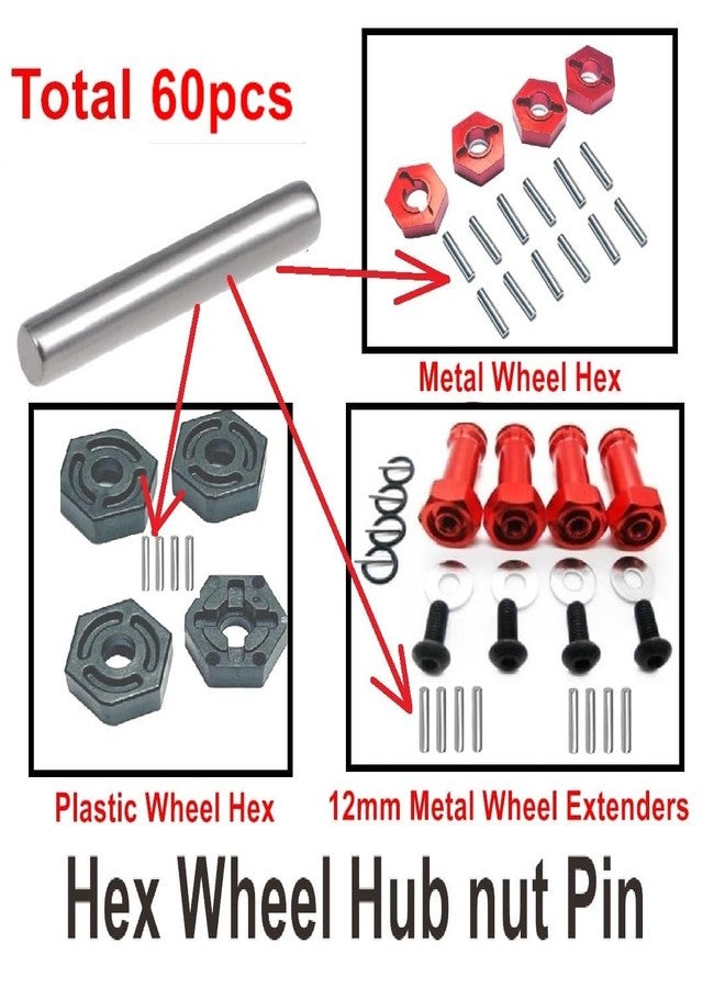 مجموعة ZDingTech من 60 قطعة من دبابيس التثبيت 1.5 × 10 مم، قطع غيار دبابيس المفصلات Wltoys 144001، دبابيس صواميل محور العجلات السداسية Wltoys 124017 لسيارات التحكم عن بعد WLtoys 144010، 144011، 12428، 124016، 124019، 124018، سيارة FY بمقياس 1/12، HBX - Image 3